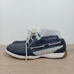 Sperry Boat Shoes Women 8 Blue Leather Lace Up Nautical Preppy Coastal